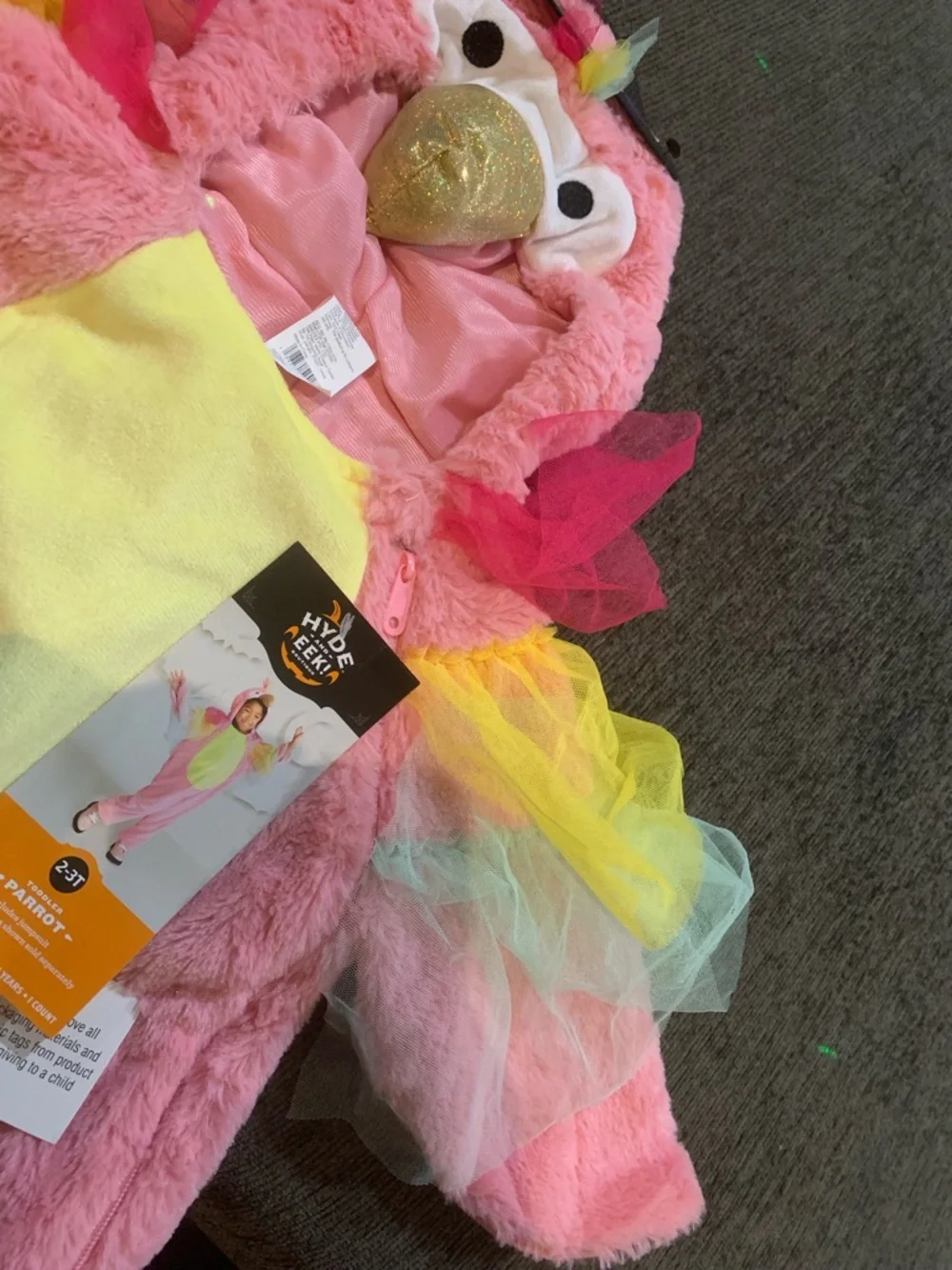 Hyde & EEK! Boutique Toddler Parrot Halloween Costume Jumpsuit in pink. - Picture 5 of 8